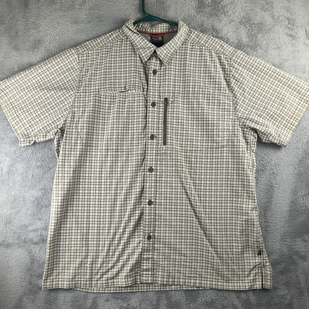The North Face Men's Hiking Short Sleeve Button Up Shirt Zip Pocket XL Vented